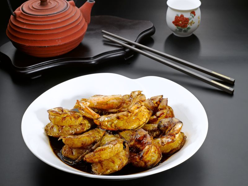 Jumbo Prawns in Traditional Dark Sauce