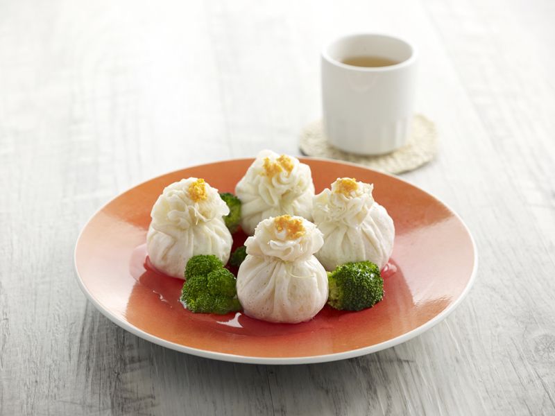 Steamed Diced Chicken wrapped in Egg White Crepe