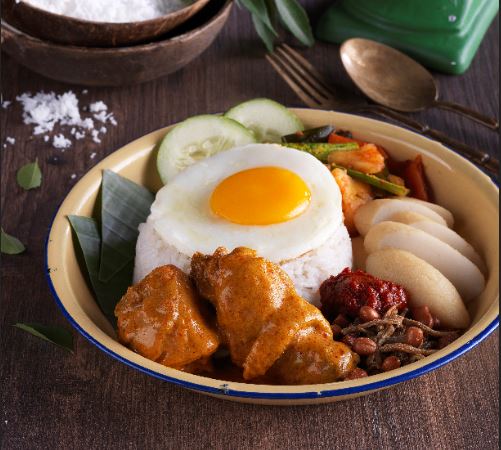 nasi lemak with curry chicken