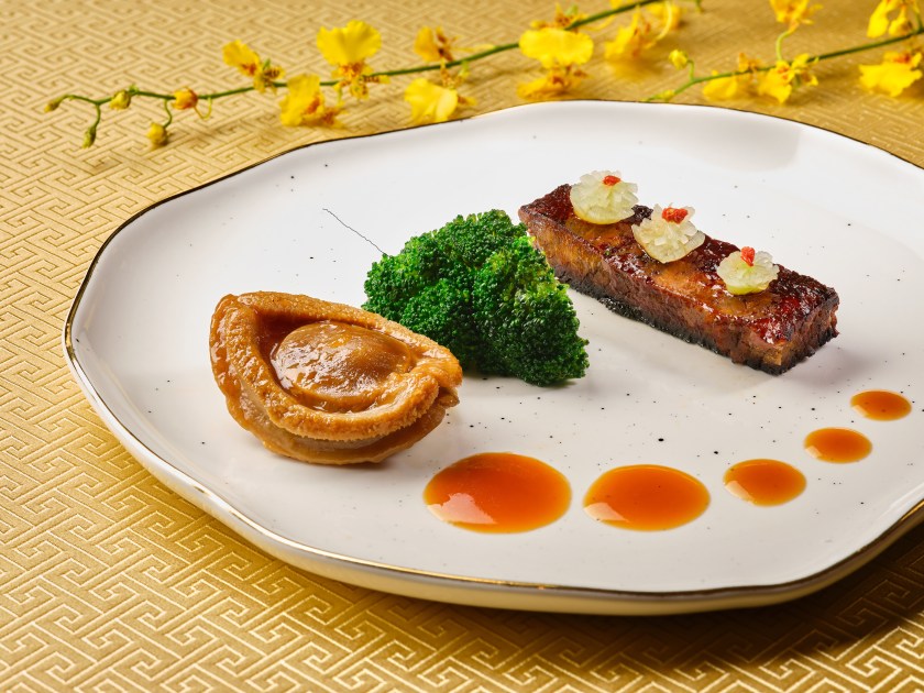 Braised Beef Short Ribs with Sha-Cha Sauce and Braised Premium African Abalone with Kombu Sauce