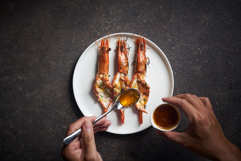 This image has an empty alt attribute; its file name is sea-prawns.jpg